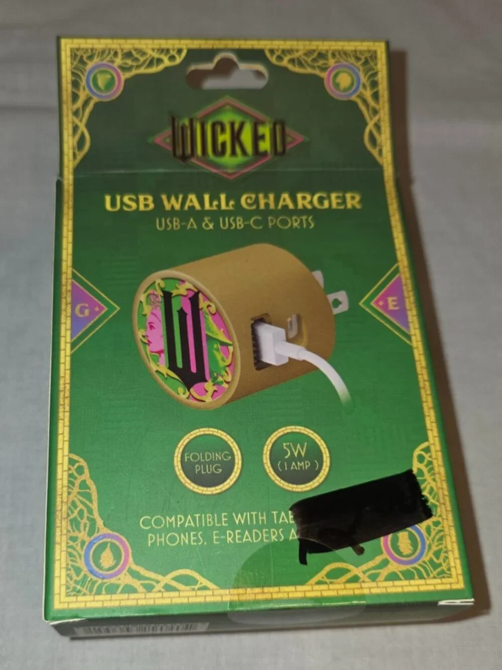 Wicked USB Wall Charger Dual-Port USB-A USB-C Holiday Witch Witchy Preteen Gift